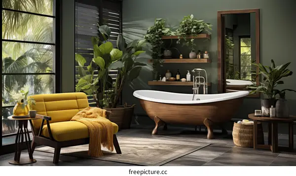 Bathroom Interior With Plants
