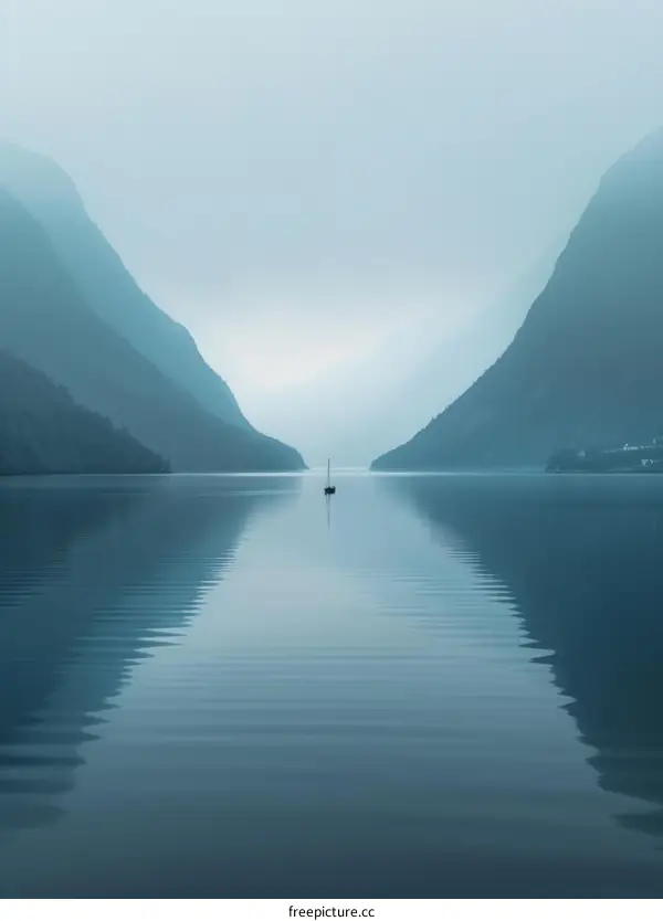 Small boat on a lake surrounded by mountains