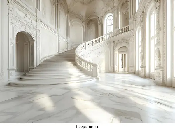 White Marble Staircase in Grand Palace Hall