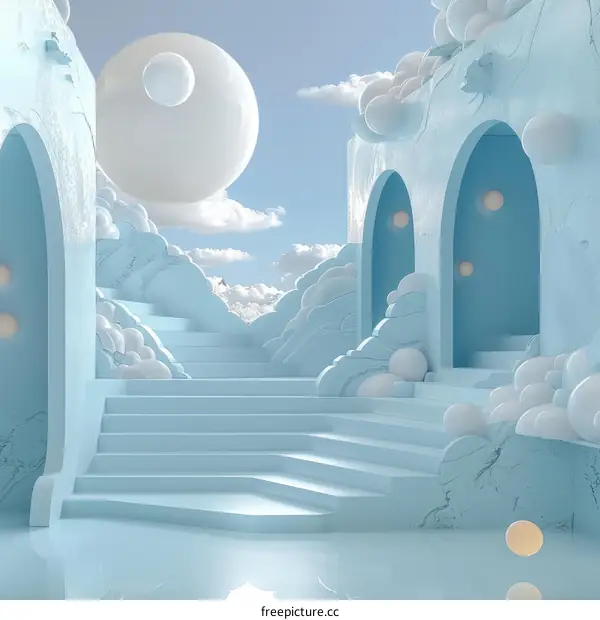 Whimsical Stairway to Heaven Illustration