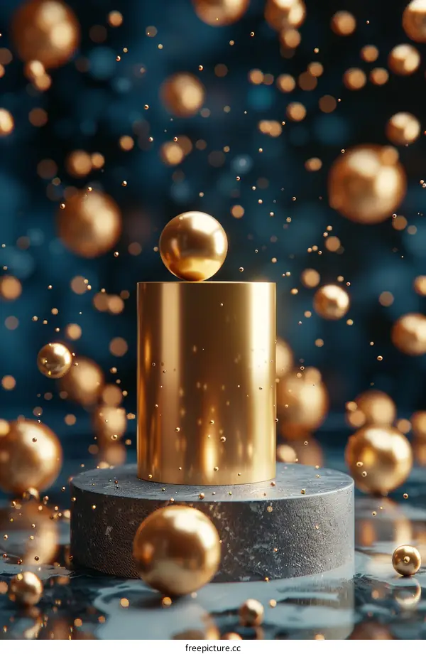 Golden Abstract Geometric Display