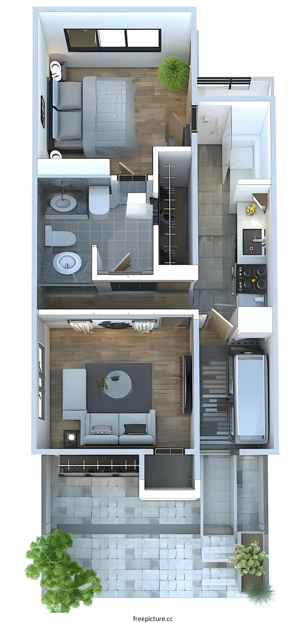 Top View Floor Plan of a Modern Apartment