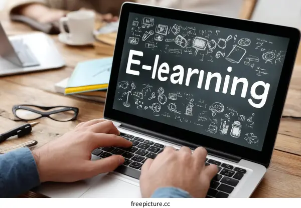 Online Education on Laptop Screen