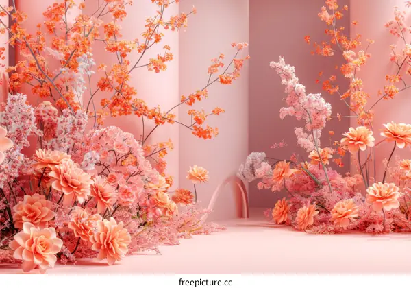 Enchanting Wedding Archway Adorned with Pink Blossoms