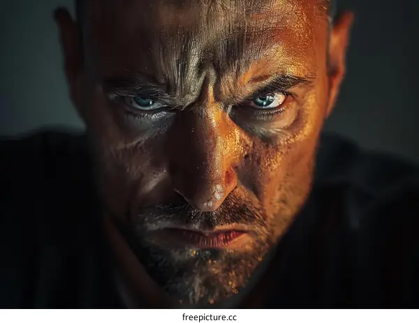 Close-up Portrait of an Angry Man