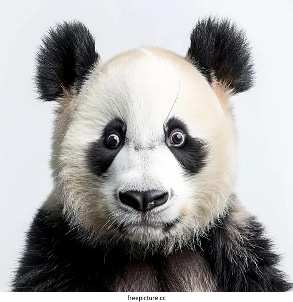 A close-up of a panda's face