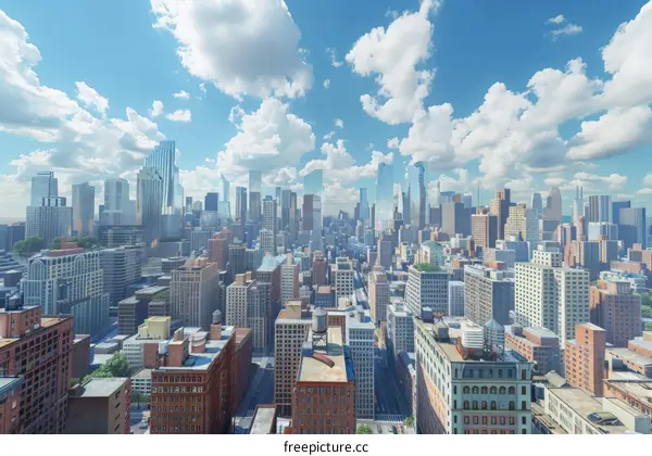 Modern Skyscrapers and Blue Sky in a Major American City