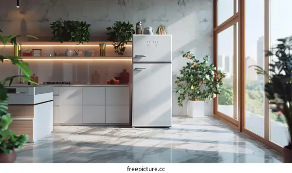 White and Green Modern Kitchen Design