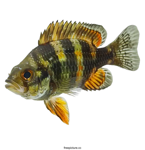 [Transparent Background PNG]A colorful freshwater fish with orange fins
