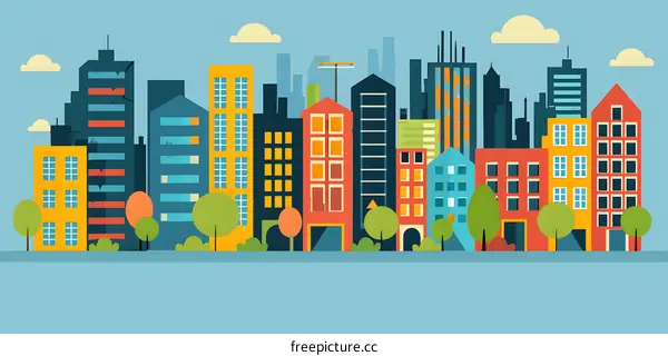 Colorful City Skyline Illustration