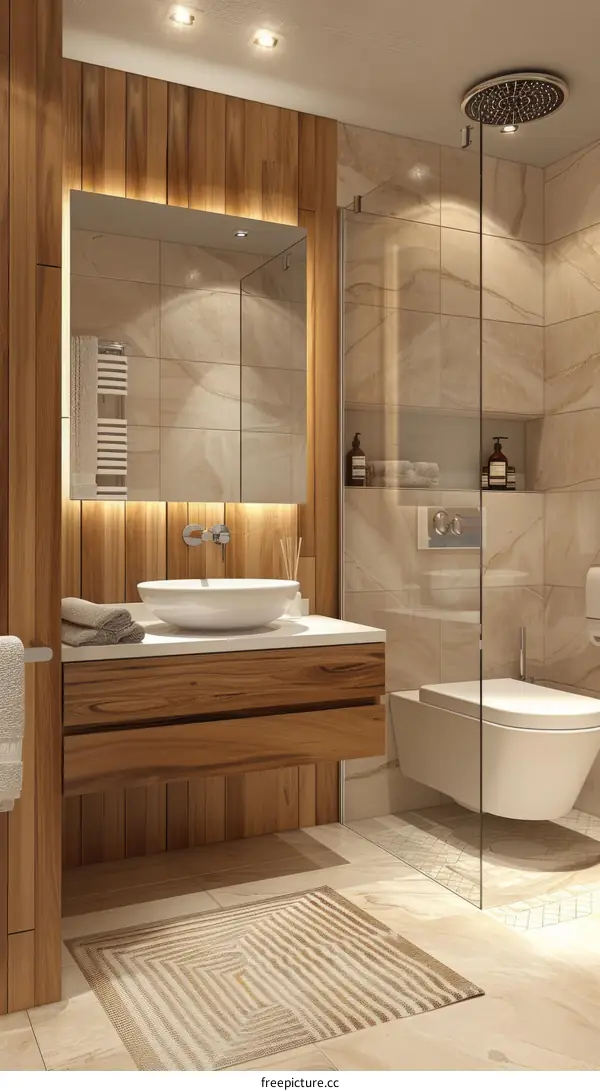 Modern Bathroom Interior Design with Wooden Accents
