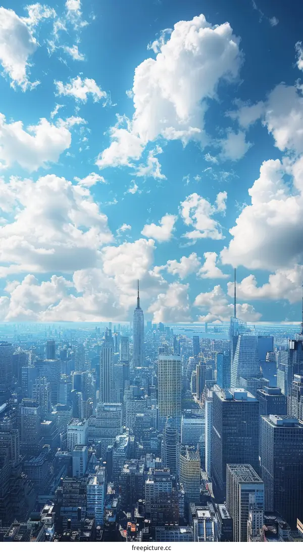 New York City Skyline with Clouds