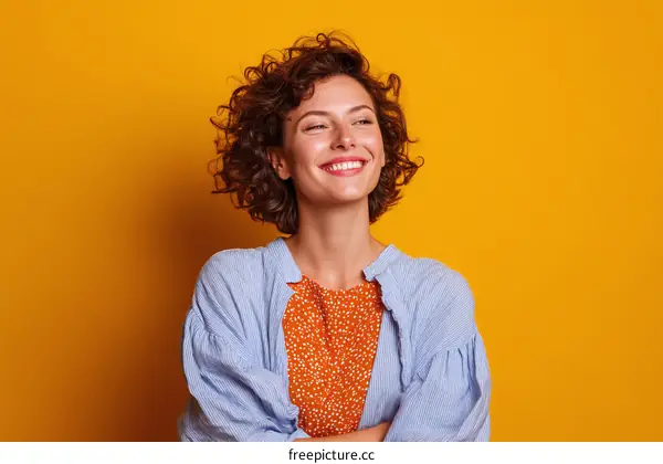 Smiling Woman in Studio Portrait