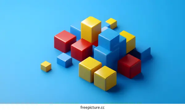 Abstract Colorful 3D Geometric Shapes Render