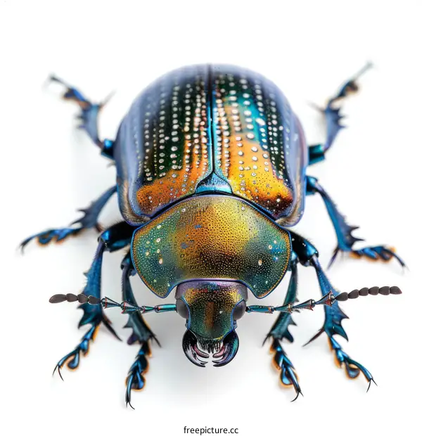 Iridescent Blue and Green Beetle Macro Photography