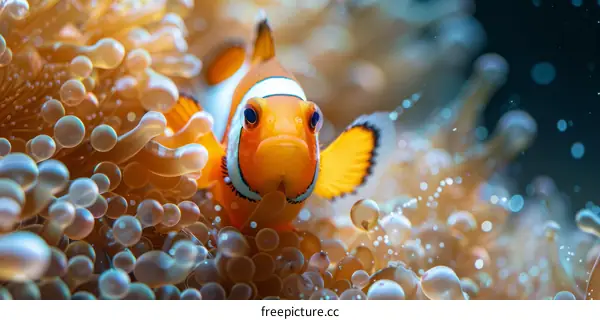 Clownfish Hiding in Coral Tentacles for Camouflage