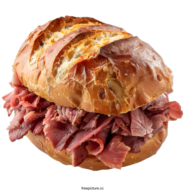 [Transparent Background PNG]Roast beef sandwich isolated on white background