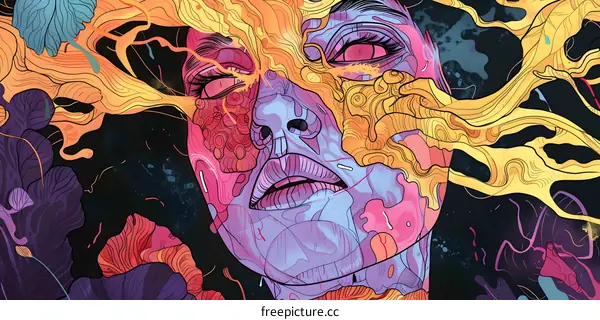 Abstract Illustration of a Woman Surrounded by Vines