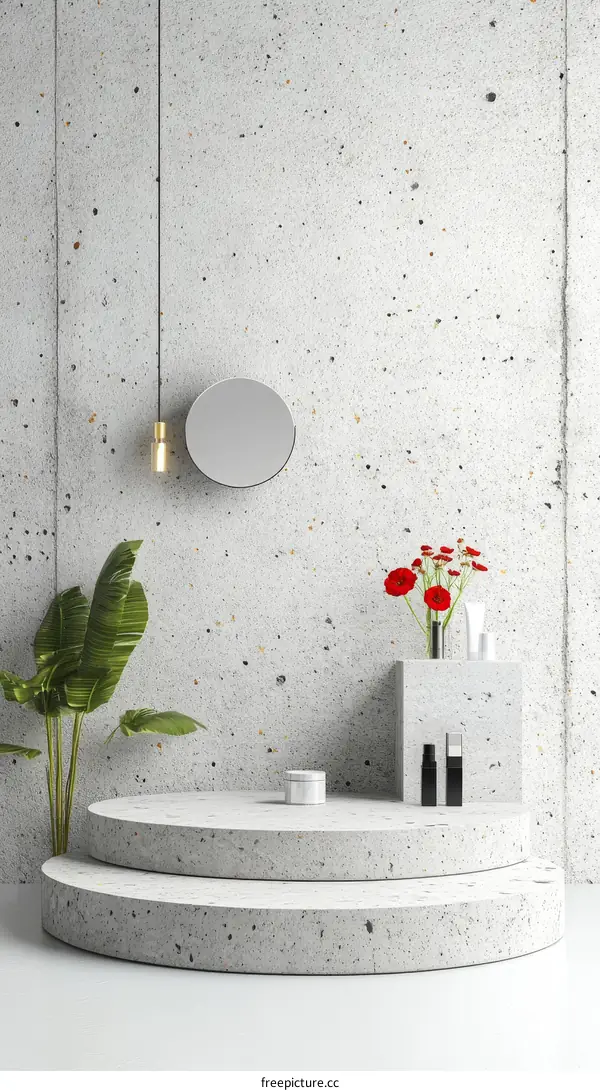 Modern Concrete Podium Display for Cosmetics
