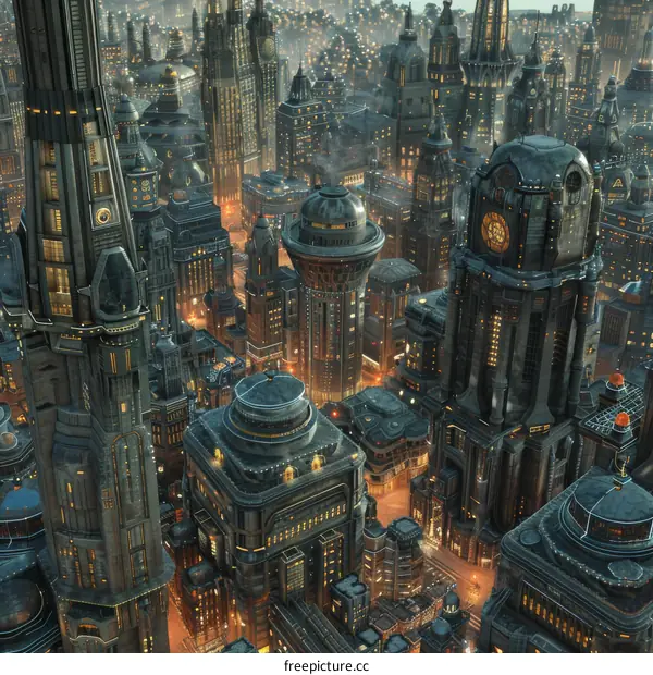 Aerial View of a Futuristic Cityscape