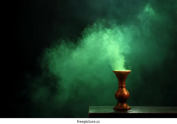 Ancient Bronze Vase with Green Smoke