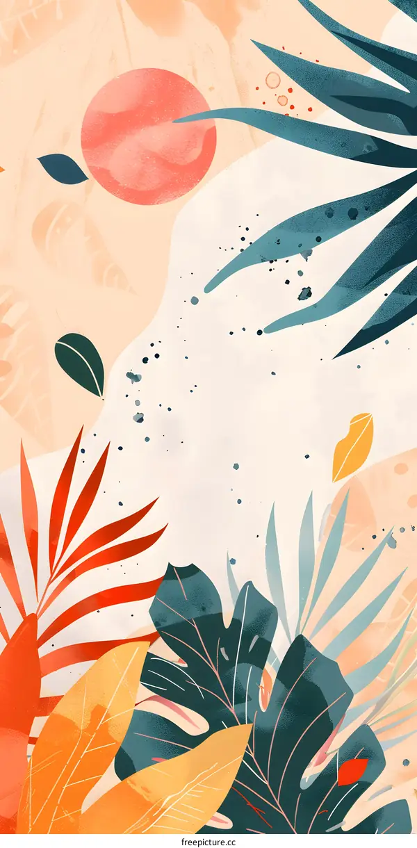 Abstract Tropical Leaves Painting Artwork