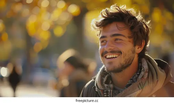 Portrait of a smiling young man with beard and mustache