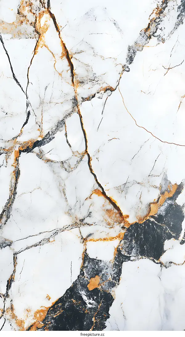 White Marble Texture Background with Black and Gold Veins