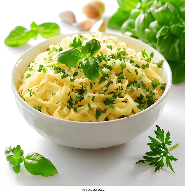 pasta with basil and parsley
