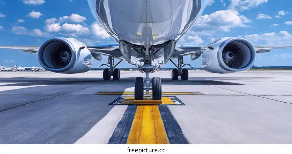 Airplane on Runway  Underneath View