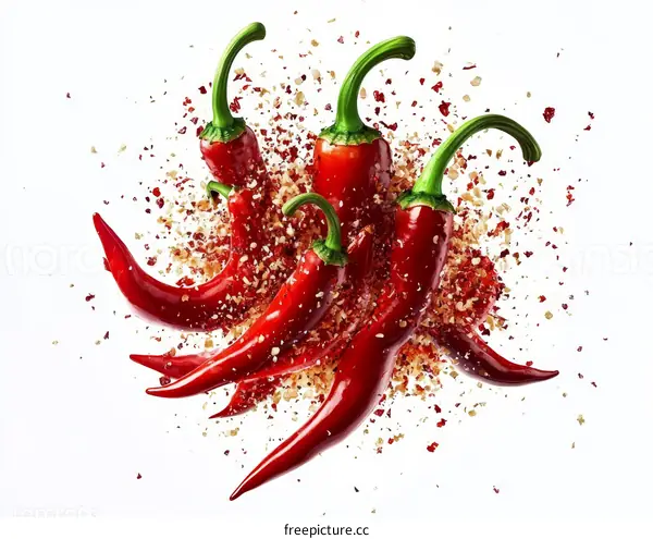 Explosive Chili Peppers Food Photography