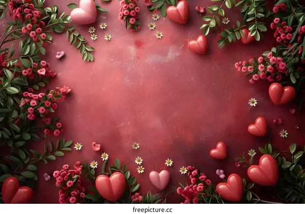Love Heart Flowers Background Image