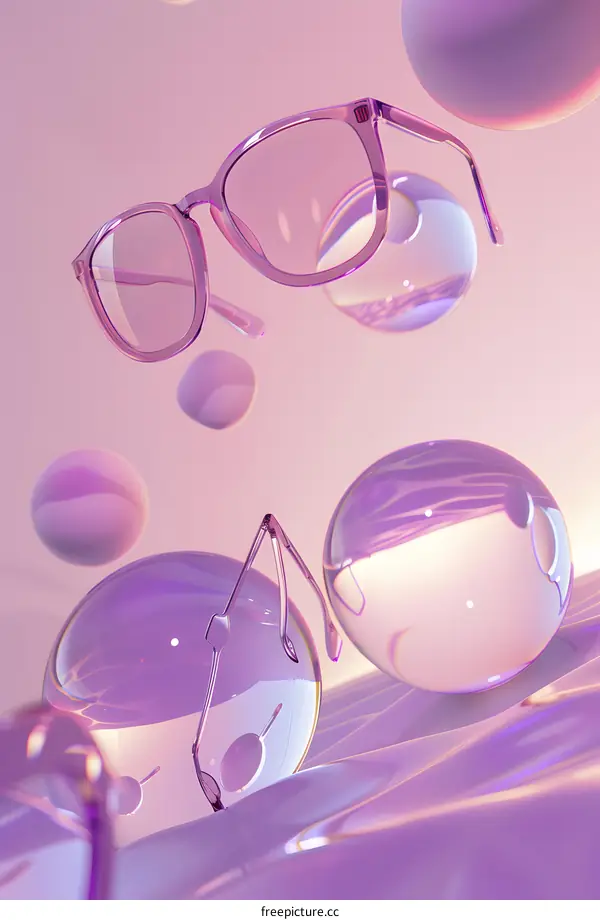 Pink Glasses Floating on a Pastel Background