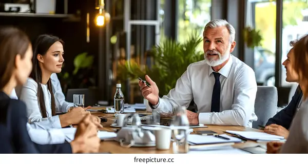 Business Meeting at a Restaurant Table