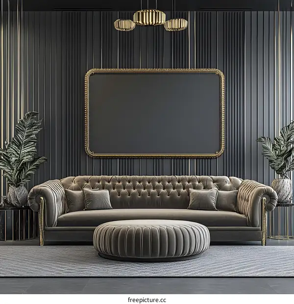 Luxury Living Room Interior Design with Gold Accents