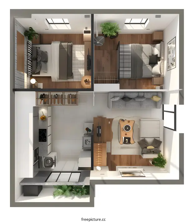 Modern Apartment Floor Plan Top View Illustration