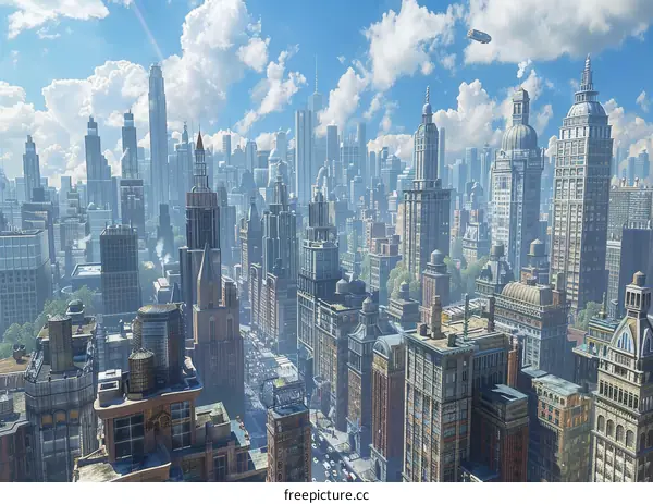 Aerial View of a Futuristic Cityscape