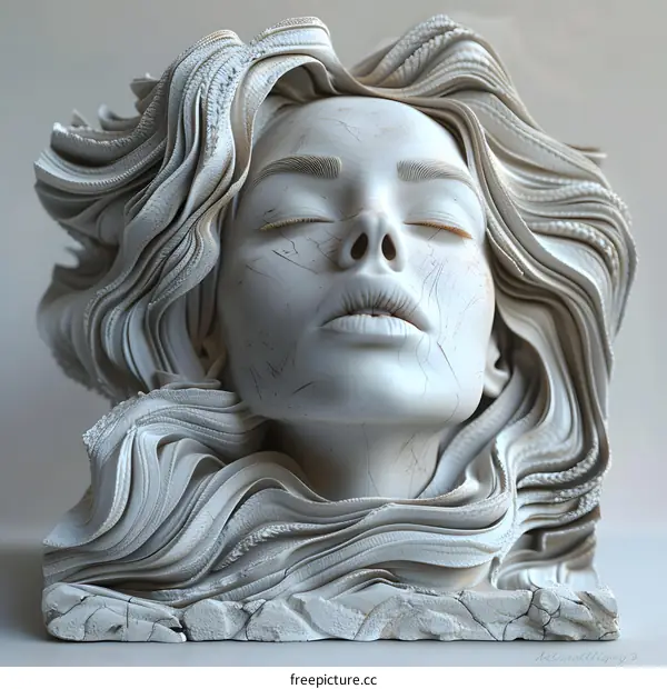 An abstract 3D rendering of a womans face
