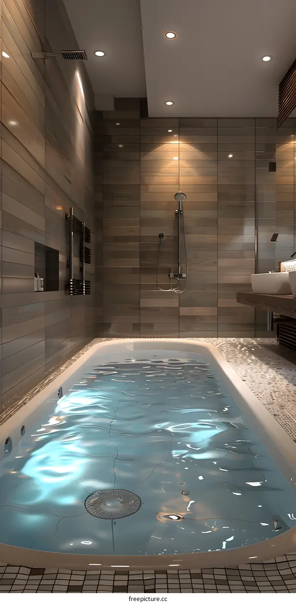 Bathroom effect picture with brown tiles