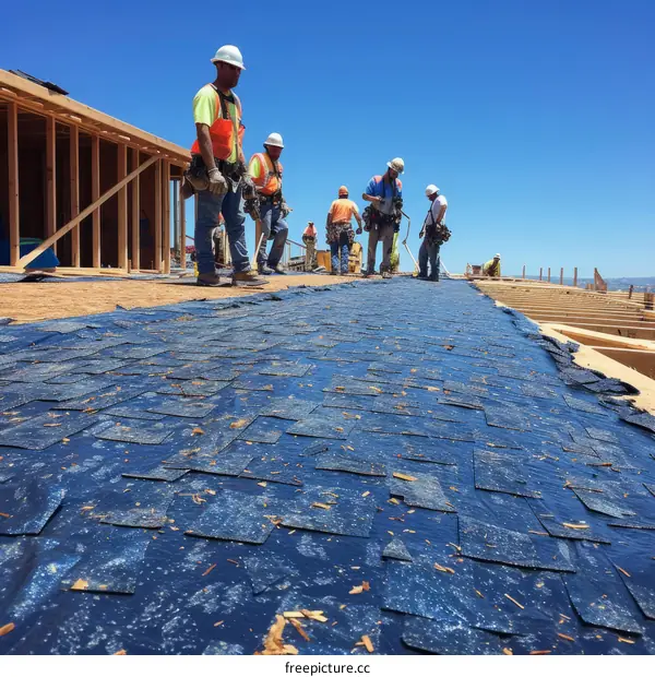 roofing a house under the hot sun