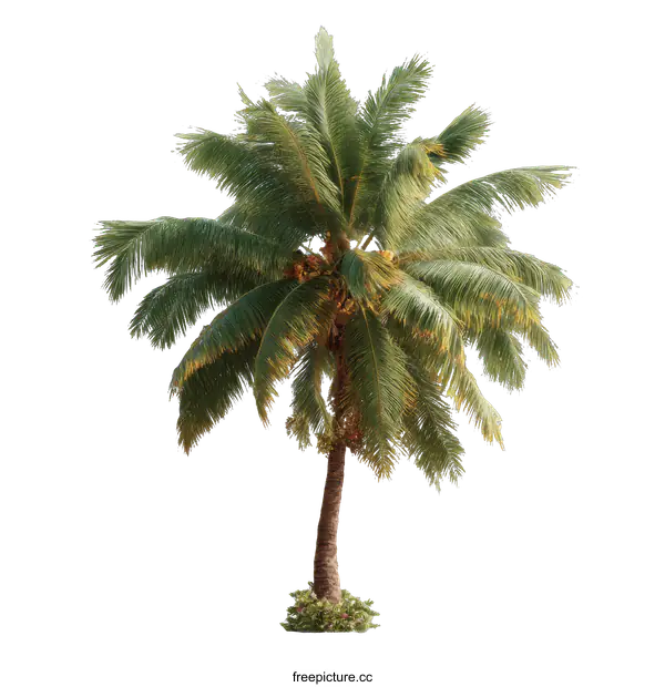 [Transparent Background PNG]Tropical Coconut Palm Tree Isolated on White Background