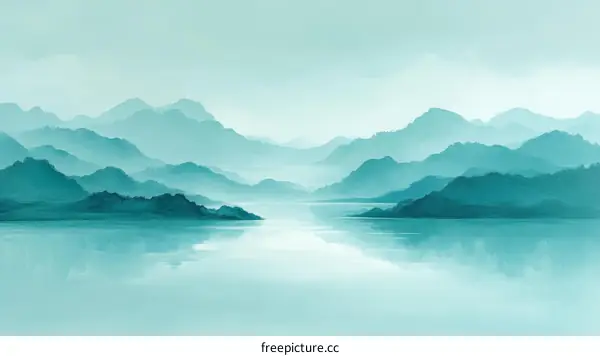 Misty Mountains Reflecting on a Calm Lake