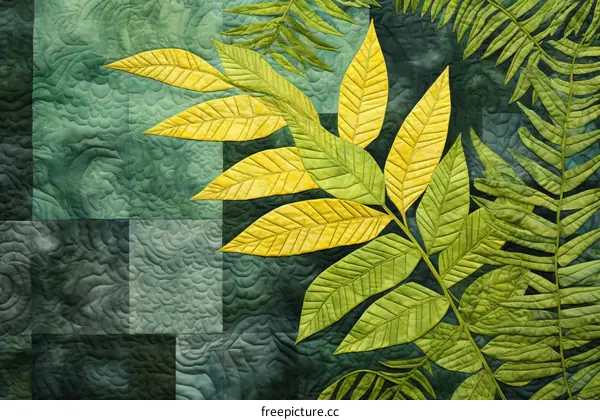 Green and Yellow Leaves of a Plant Applique