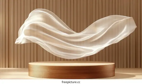 Elegant Fabric Display on Wooden Podium