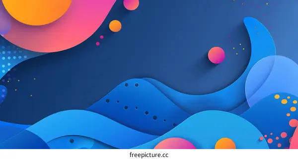 Abstract Blue Background with Wavy Shapes