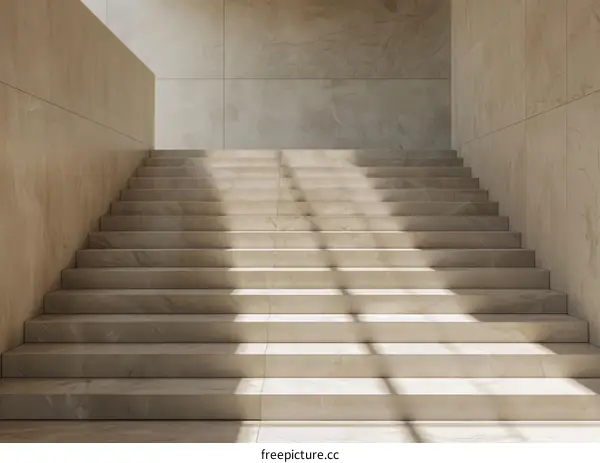 flight of stairs made of marble with sunlight shining through a window