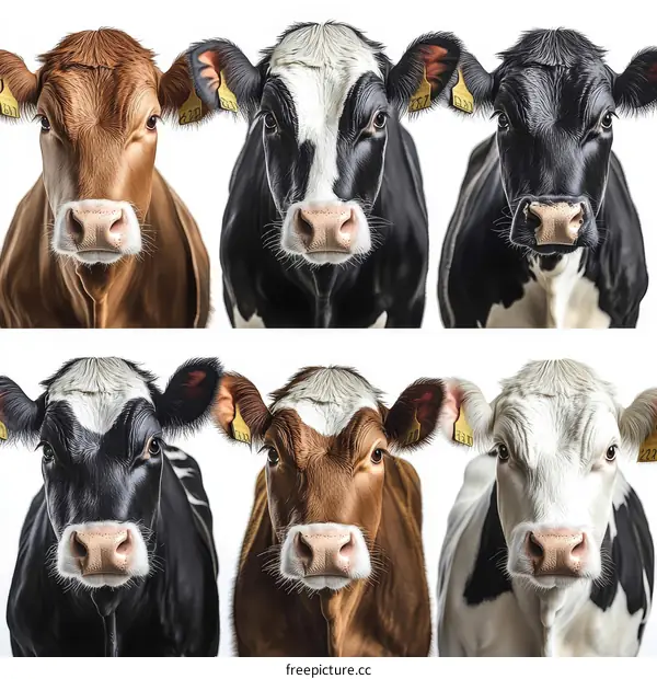 Close Up Portraits of Different Breed Cows