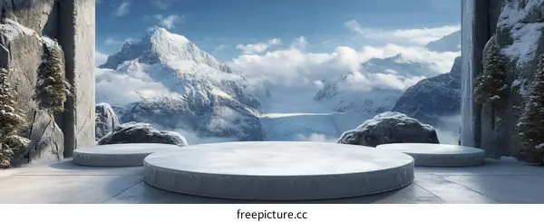 Snowy Mountain Landscape Product Display