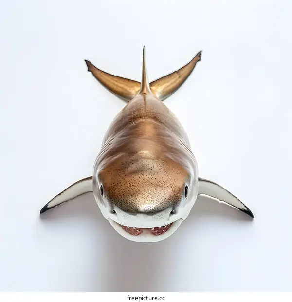Shark Teeth Close Up On White Background