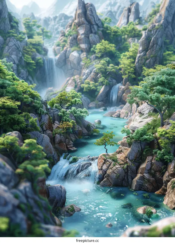 Waterfall in the Mountains